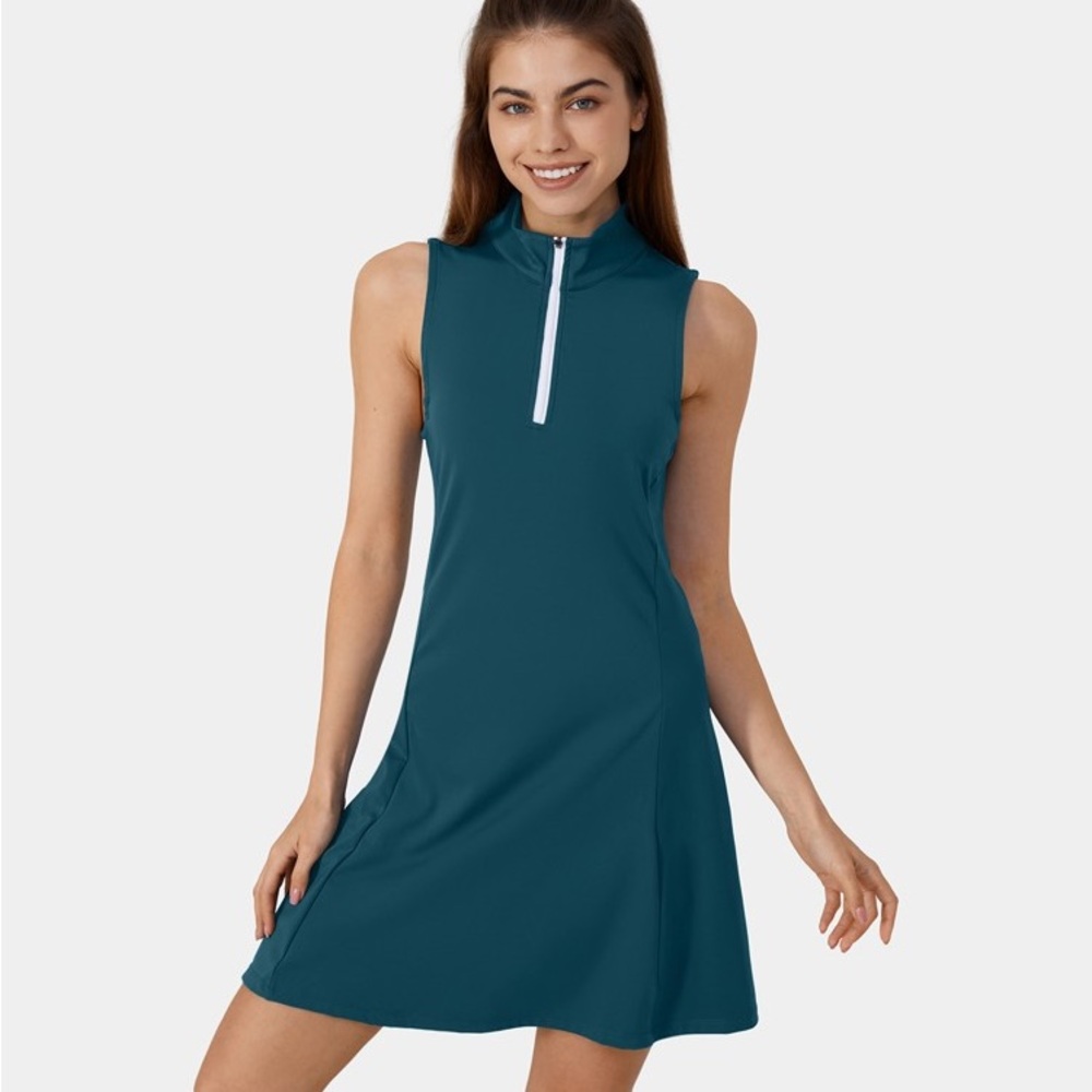 New Halara XL Oxford blue Cloudful Half Zip 2-Piece golf tennis dress w shorts